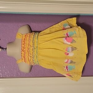 Ice Cream Sunday dress ruffle top star glitter sparkle yellow 100% cotton